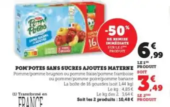 Super U POM'POTES Sans sucres ajoutes materne offre
