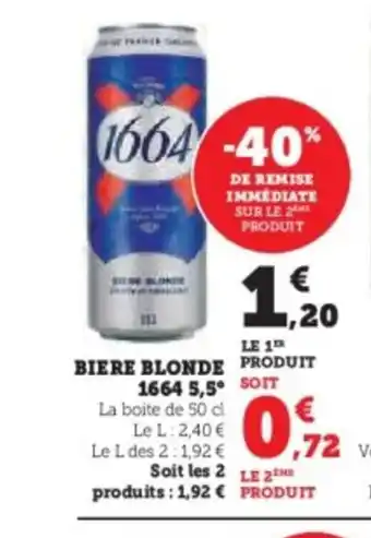 Super U 1664 Biere blonde offre