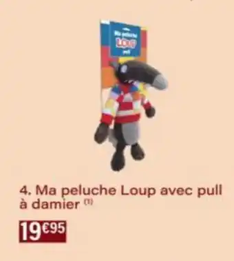 Monop' Ma peluche Loup avec pull à damier offre