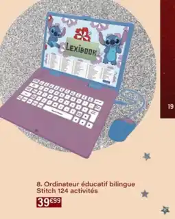 Monop' Ordinateur éducatif bilingue Stitch 124 activités offre