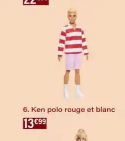 Monop' Ken polo rouge et blanc offre
