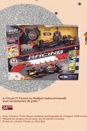 Monop' Circuit F1 Ferrari ou Redbull radiocommandé avec accessoires de piste offre