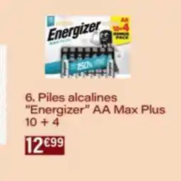 Monop' ENERGIZER Piles alcalines AA Max Plus 10+4 offre