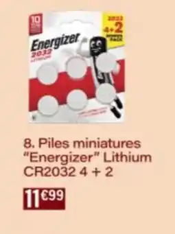 Monop' ENERGIZER Piles miniatures Lithium CR2032 4 + 2 offre