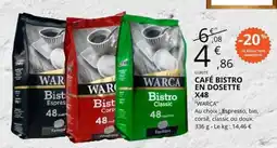 E.Leclerc CAFÉ BISTRO EN DOSETTE X48 offre