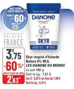 G20 LES DANONE DU MONDE Skyr inspiré d'Islande Nature 0% M.G. offre