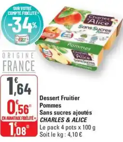 G20 CHARLES & ALICE Dessert Fruitier Pommes Sans sucres ajoutés offre