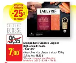 G20 LABEYRIE Saumon fumé Grandes Origines Highlands d'Ecosse offre