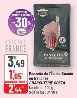 G20 CHARCUTERIE COSTA Panzetta de l'Île de Beauté en tranches offre
