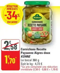 G20 KÜHNE Cornichons Recette Paysanne Aigres-doux offre