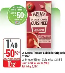 G20 HEINZ La Sauce Tomate Cuisinée Originale offre
