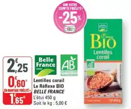 G20 BELLE FRANCE Lentilles corail Le Réflexe BIO offre
