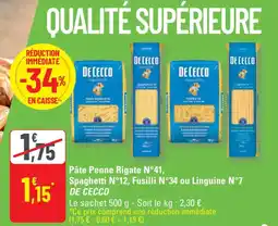 G20 DE CECCO Pâte Penne Rigate N°41, Spaghetti N°12, Fusilli N°34 ou Linguine N°7 offre