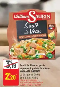 G20 WILLIAM SAURIN Sauté de Veau et petits légumes & pointe de citron offre
