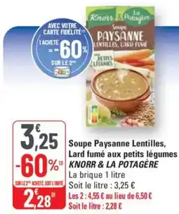 G20 LA POTAGÈRE Soupe Paysanne Lentilles, Lard fumé aux petits légumes offre