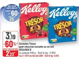 G20 KELLOGG'S Céréales Trésor goût chocolat noisette ou au lait offre
