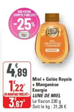 G20 LUNE DE MIEL Miel + Gelée Royale + Manganèse Energie offre
