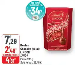 G20 LINDOR Boules Chocolat au lait offre