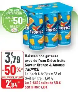 G20 TROPICO Boisson non gazeuse avec de l'eau & des fruits Saveur Orange & Ananas offre