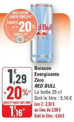 G20 RED BULL Boisson Energisante Zéro offre