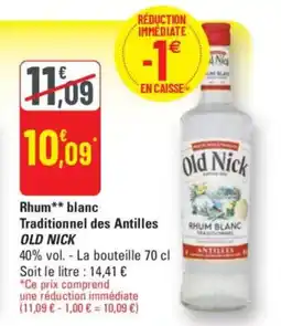 G20 OLD NICK Rhum blanc Traditionnel des Antilles offre