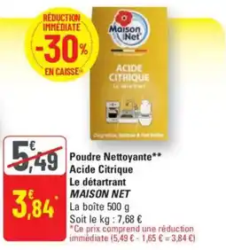 G20 MAISON NET Poudre Nettoyante Acide Citrique Le détartrant offre