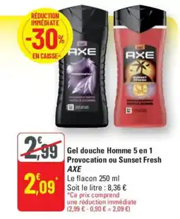 G20 AXE Gel douche Homme 5 en 1 Provocation ou Sunset Fresh offre