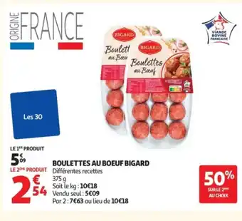 Auchan BIGARD Boulettes au boeuf offre
