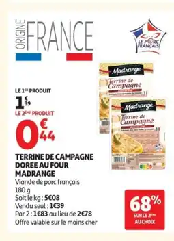 Auchan MADRANGE Terrine de campagne doree au four offre