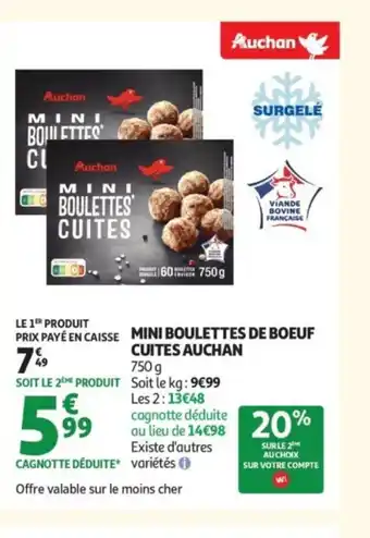 Auchan AUCHAN Mini boulettes de boeuf cuites offre