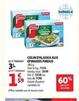 Auchan FINDUS Colin d'alaska aux epinards offre