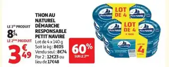 Auchan PETIT NAVIRE Thon au naturel démarche responsable offre
