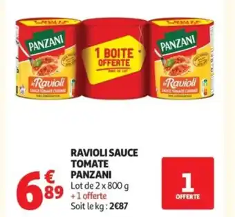 Auchan PANZANI Ravioli sauce tomate offre