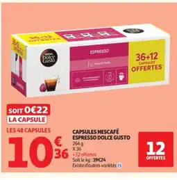Auchan DOLCE GUSTO Capsules nescafé espresso offre
