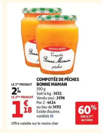 Auchan BONNE MAMAN Compotée de pêches offre