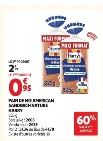 Auchan HARRY Pain de mie american sandwich nature offre