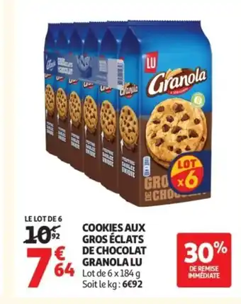 Auchan LU Cookies aux gros éclats € de chocolat granola offre