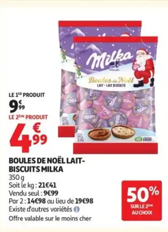 Auchan MILKA Boules de noëllait- biscuits offre