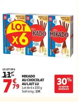Auchan LU Mikado au chocolat au lait offre