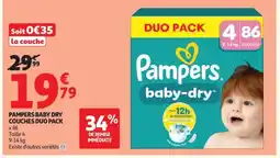Auchan PAMPERS Baby dry couches duo pack offre