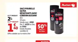 Auchan AUCHAN Sacs poubelle ultra résistants avec cordon offre