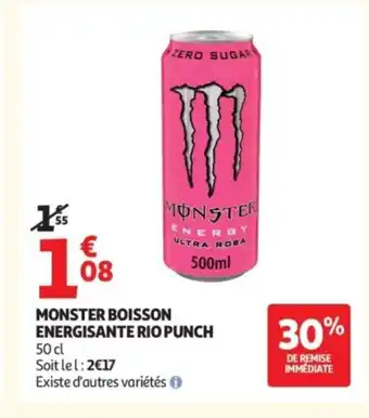 Auchan MONSTER Boisson energy ultra rosa offre