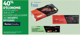 Auchan Sur la gamme des desserts pâtissiers offre