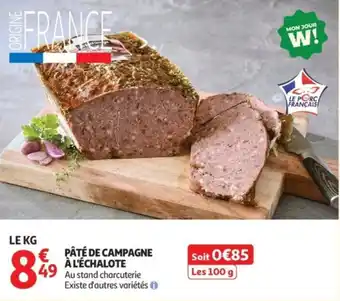 Auchan Pâté de campagne à l'échalote offre
