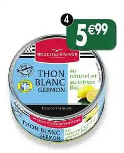 Maximo Thon blanc germon au naturel et au citron bio offre