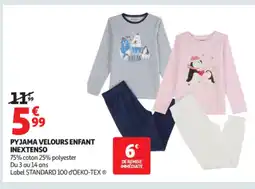 Auchan INEXTENSO Pyjama velours enfant offre