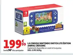 Auchan La console nintendo switch lite édition animal crossing offre