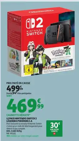 Auchan Le pack nintendo switch 2 légendes pokémon z-a offre