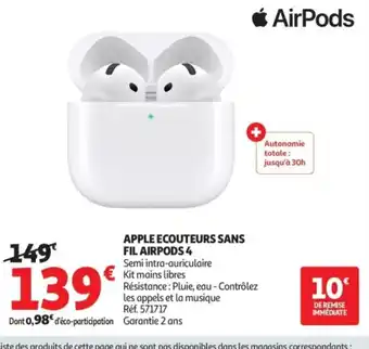 Auchan APPLE Ecouteurs sans fil airpods offre