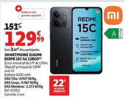 Auchan XIAOMI REDMI SMARTPHONE 15C 4G 128GO offre
